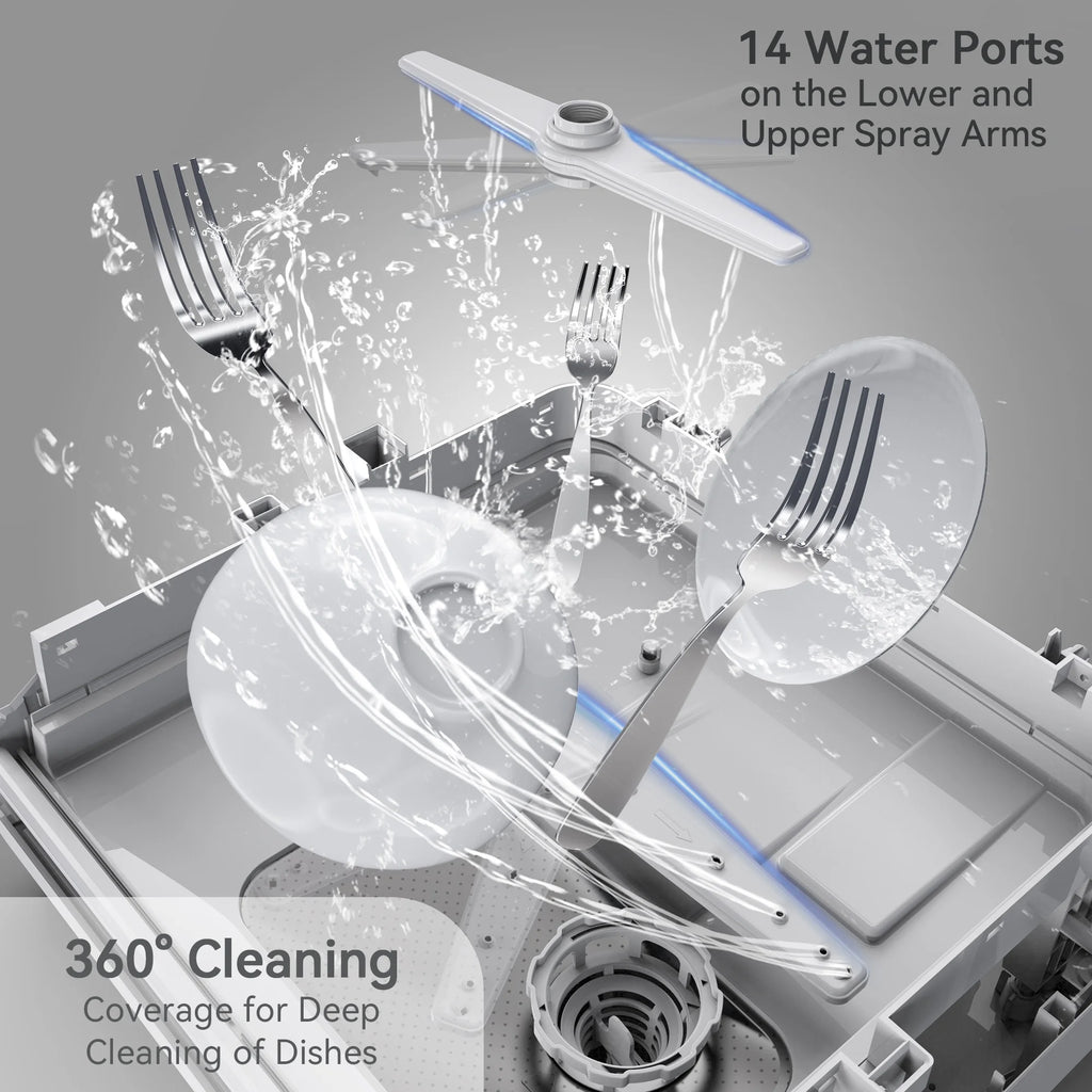 Hermitlux Portable Countertop Dishwasher, 5 Washing Programs, 5L Built-in Water Tank and Air-Dry Function, HMX-DW03