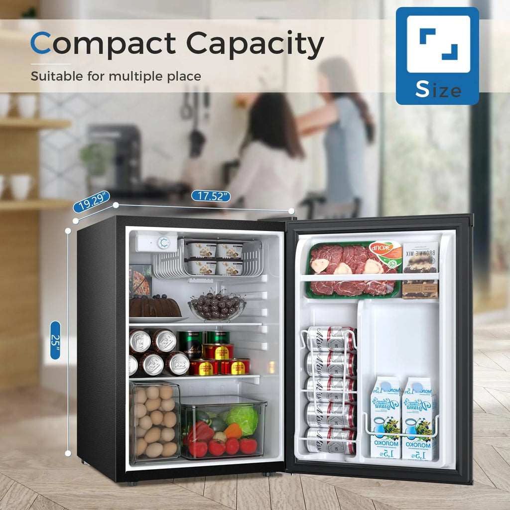 FREE VILLAGE 2.56 Cu.Ft. Mini Fridge with Freezer, Small Refrigerators with Adjustable Thermostat, Low Noise, Energy Saving, Compact Refrigerators for College Dorm, Office, Bedroom, Apartment, Black