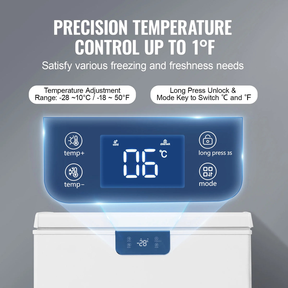 KFFKFF  3.88 Cu.ft / 110L Small Top-Open Chest Freezer with Adjustable  ?Temperature Control 2 Removable Storage Baskets, Freestanding