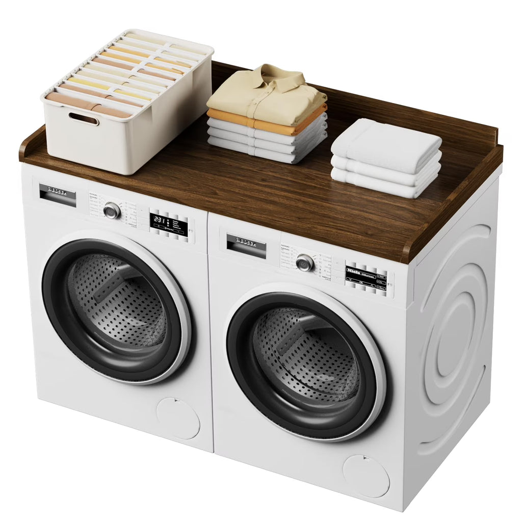 Washer Dryer Countertop, Washer Dryer Topper, Solid Wood Washers and Dryers Countertop, 54" Width x 27.5" Depth Laundry Countertop for Laundry Room Organization and Storage, Walnut