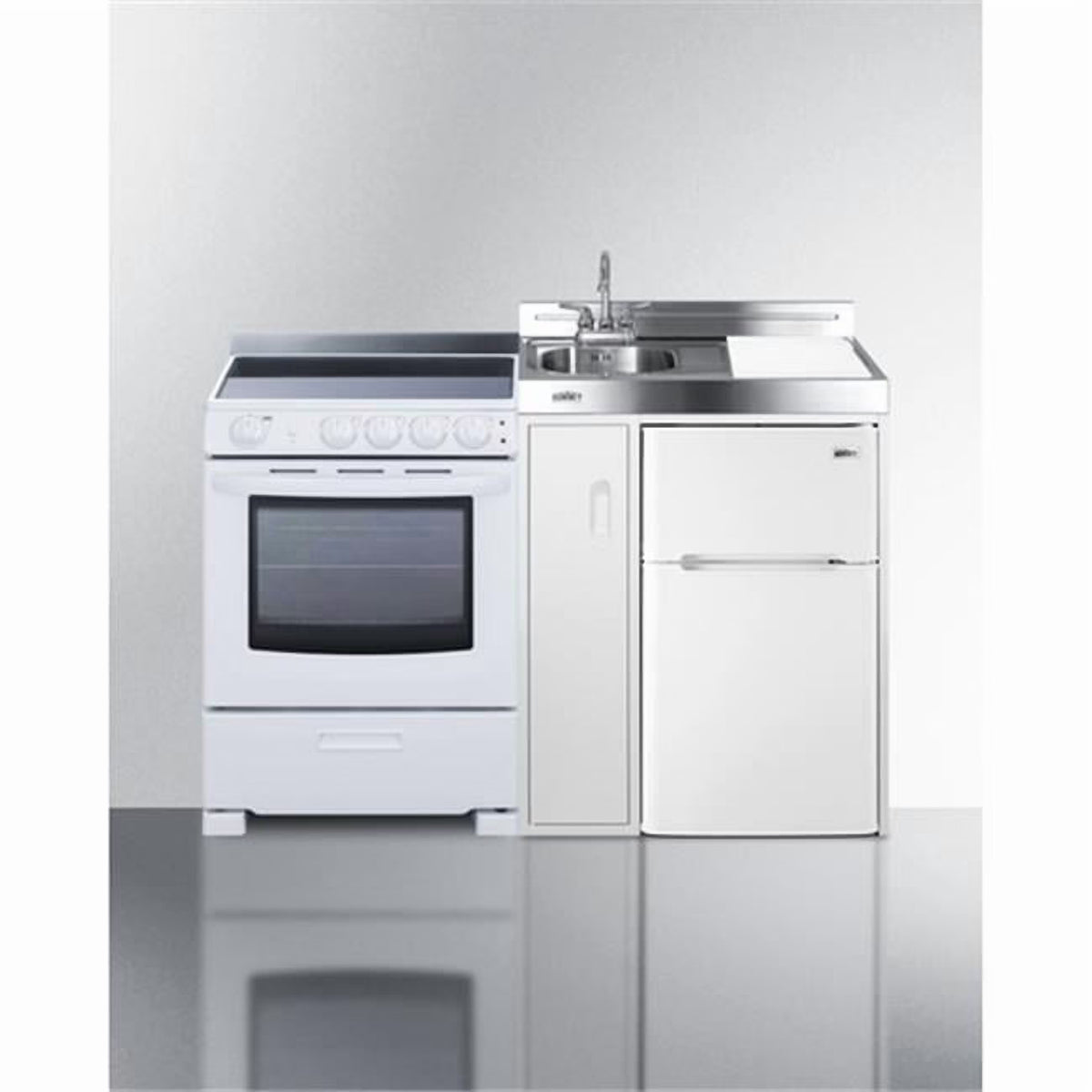41 x 53.75 x 24.25 in. All-In-One Combination Kitchenette with Refrigerator-Freezer, White
