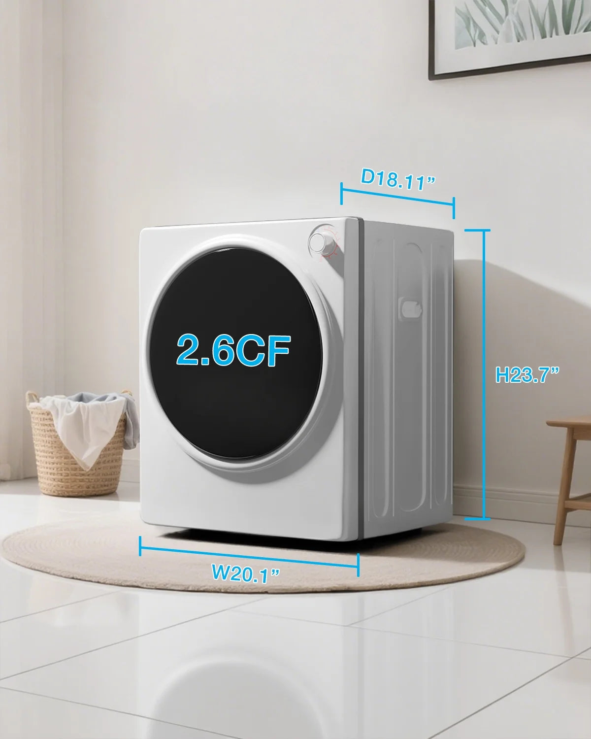 TABU Washer and Dryer Set, 19LBS Fully Automatic Washing Machine & 8.8LBS Clothes Dryer (White&White)