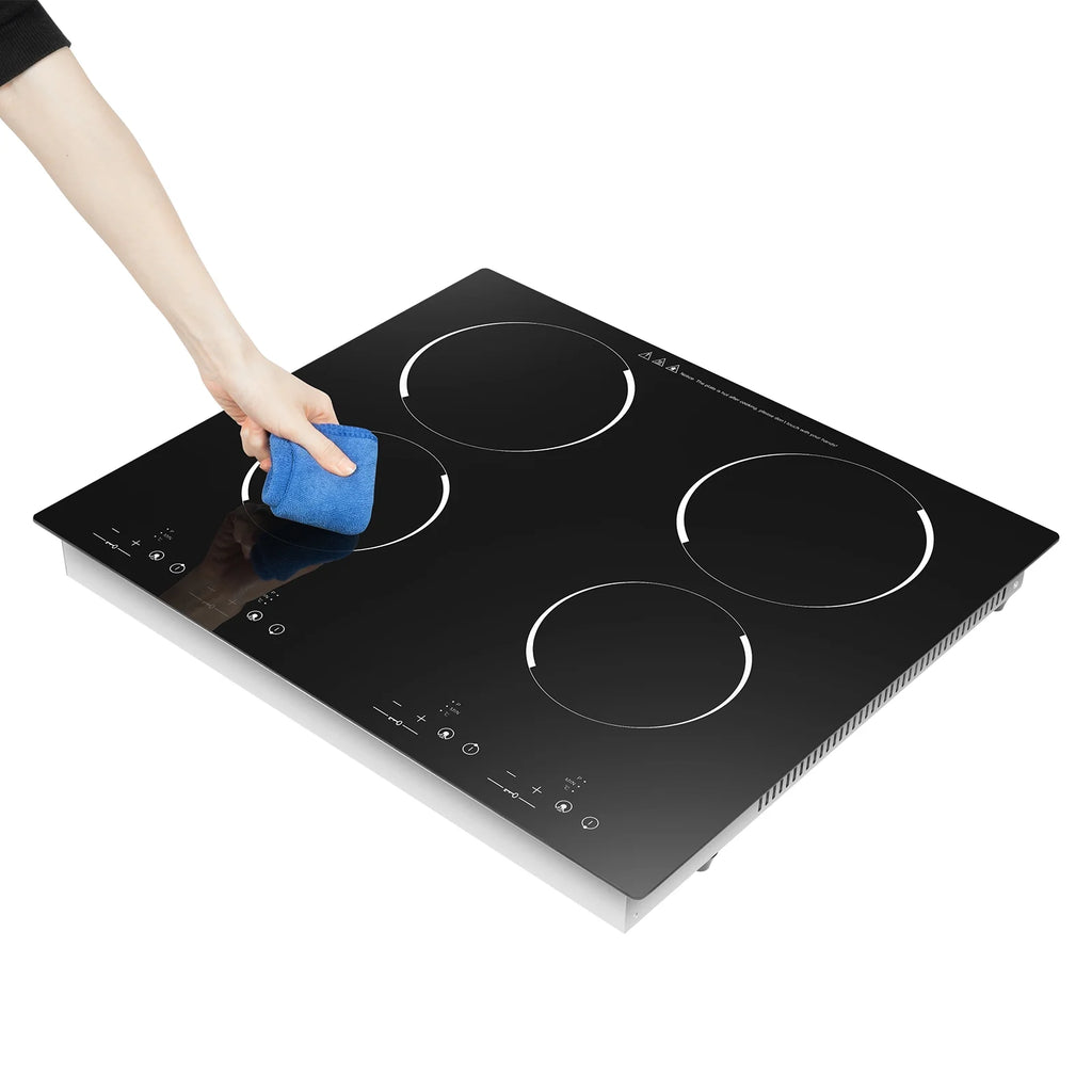Peakora Electric Cooktop, Built-in Cooktop 3000W, Electric Stove Top with 4 Electric Burners, 9 Heating Level, Kid Safety Lock, Sensor Touch Control, 110V