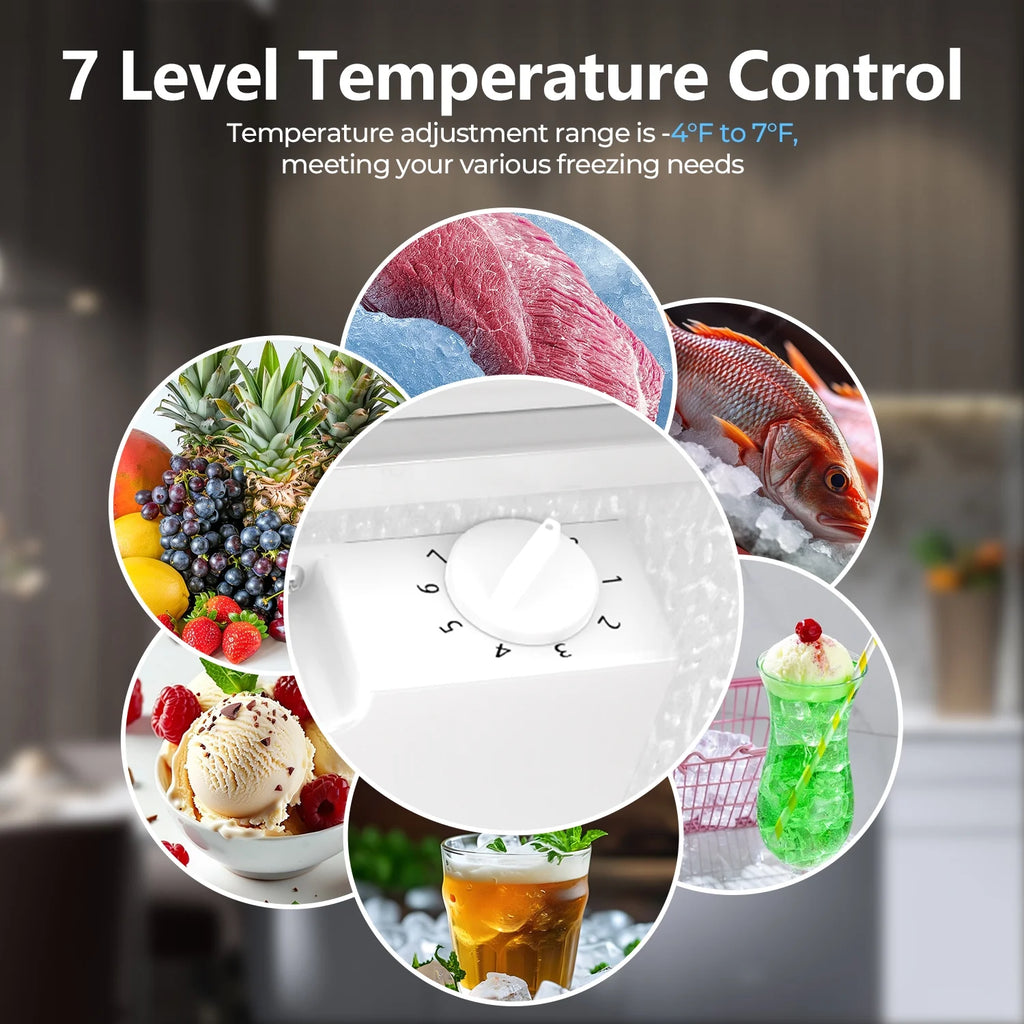 WAA 2.8 Cubic Feet Chest Freezer with Removable Basket Free Standing Top Open Door Compact Freezer with Adjustable Temperature for Home/Kitchen/Office/Bar (White)
