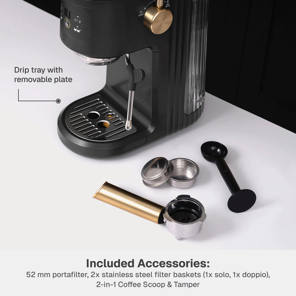 Thyme & Table Barista Mini Espresso Machine with 15-Bar Pressure and Steam Wand, Sand White
