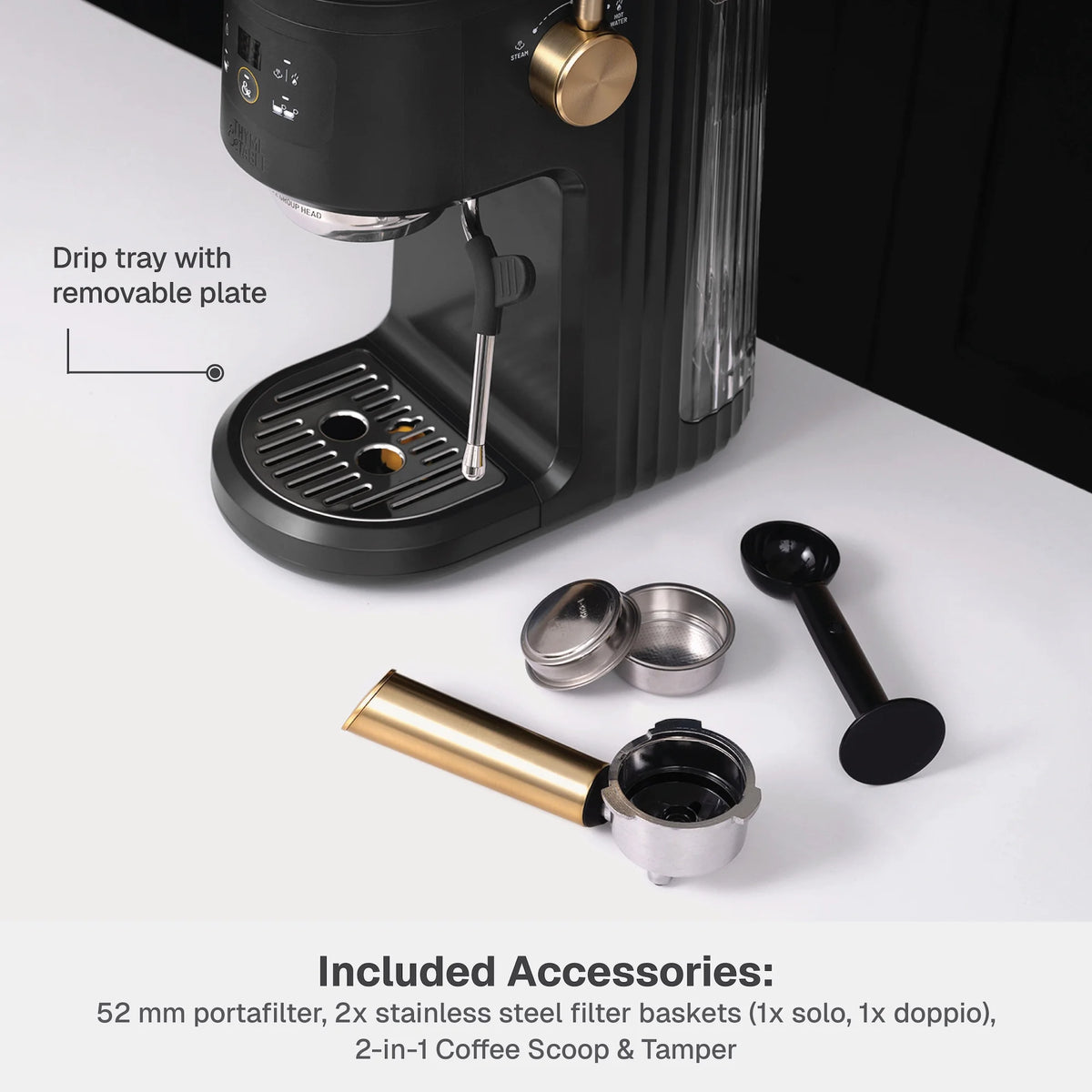 Thyme & Table Barista Mini Espresso Machine with 15-Bar Pressure and Steam Wand, Sand White