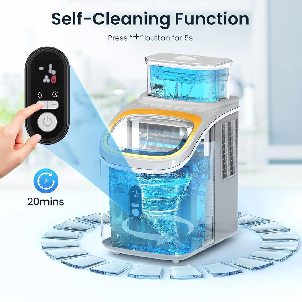 Auseo 45lbs/24H Ice Maker Countertop, 1.5+0.5L Large Water Tank, Cube Ice, Self-Cleaning,  24H Timer, Customizable Ice Making Time, Black