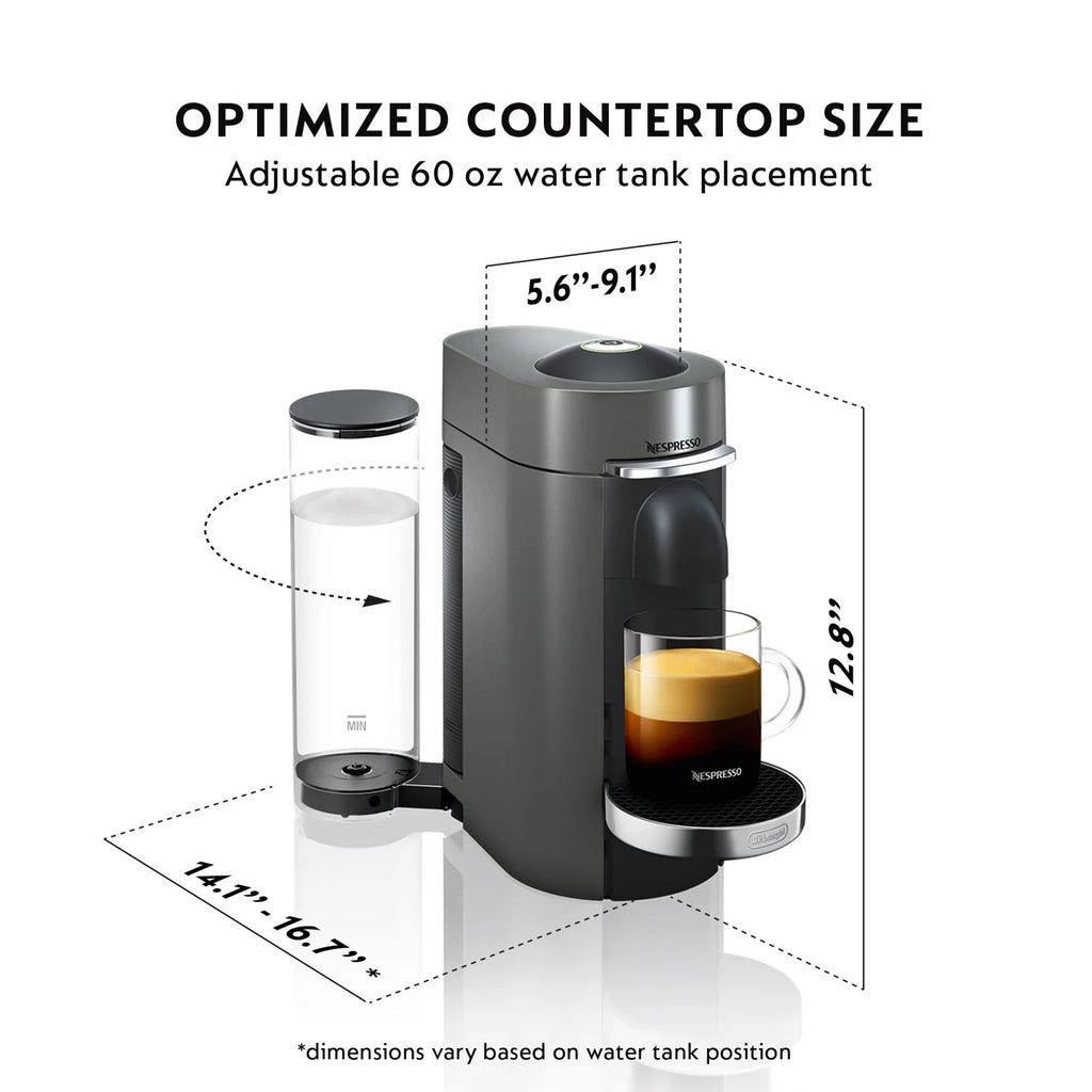 Nespresso VertuoPlus Deluxe Coffee and Espresso Maker by De'Longhi with Aeroccino, Black