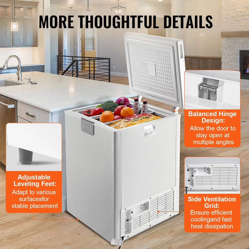 KFFKFF  3.88 Cu.ft / 110L Small Top-Open Chest Freezer with Adjustable  ?Temperature Control 2 Removable Storage Baskets, Freestanding