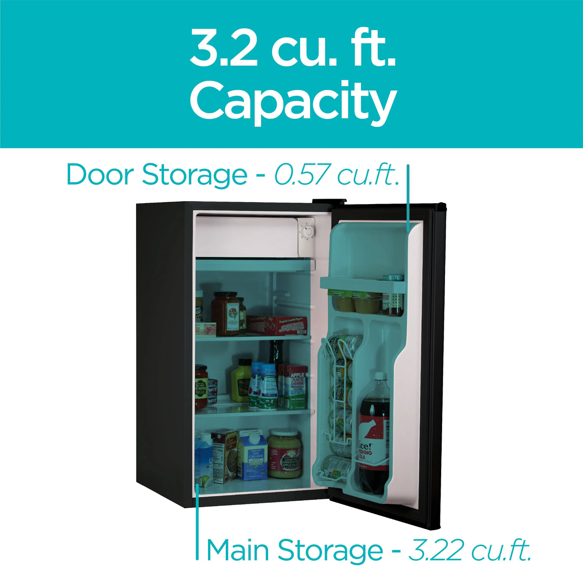 BLACK+DECKER BCRK32B Compact Refrigerator & Mini Fridge with Freezer, 3.2 cu. ft., Black