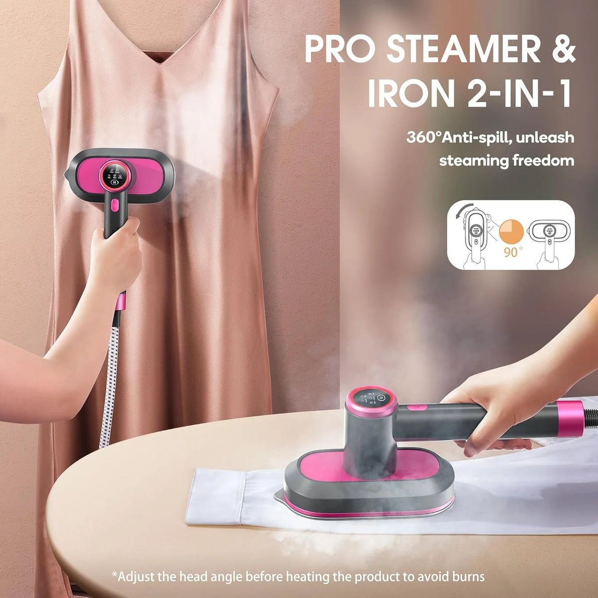 Newbealer Steamer for Clothes,2-in-1 1550W Turbocharged Garment Steamer & Iron ,3 Levels Smart Control Steaming,1.2L Detachable Tank,Auto Shut-Off,Self-Cleaning,Innovative Storage: Hang or Wall Mount