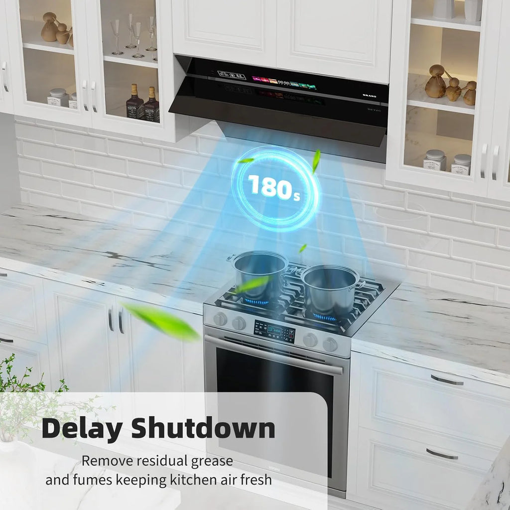 Range Hood 30 inch with 900CFM, Voice/Gesture Sensing/Touch Control Panel, Unique Side-Draft Design for Under Cabinet Modern Kitchen Hood, Ducted/Ductless Convertible