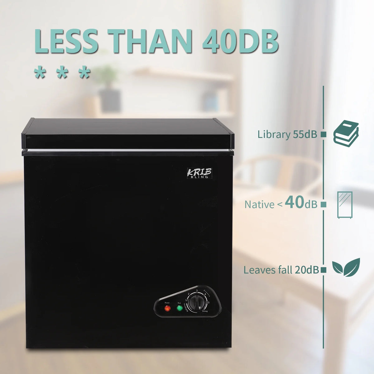 Krib B 3.5 Cu.Ft Chest Freezer with 7 Gears Temperature Adjustment, Deep Compact Freezer with a Removable Basket, Suitable for Kitchen, Garage, Basement, Black