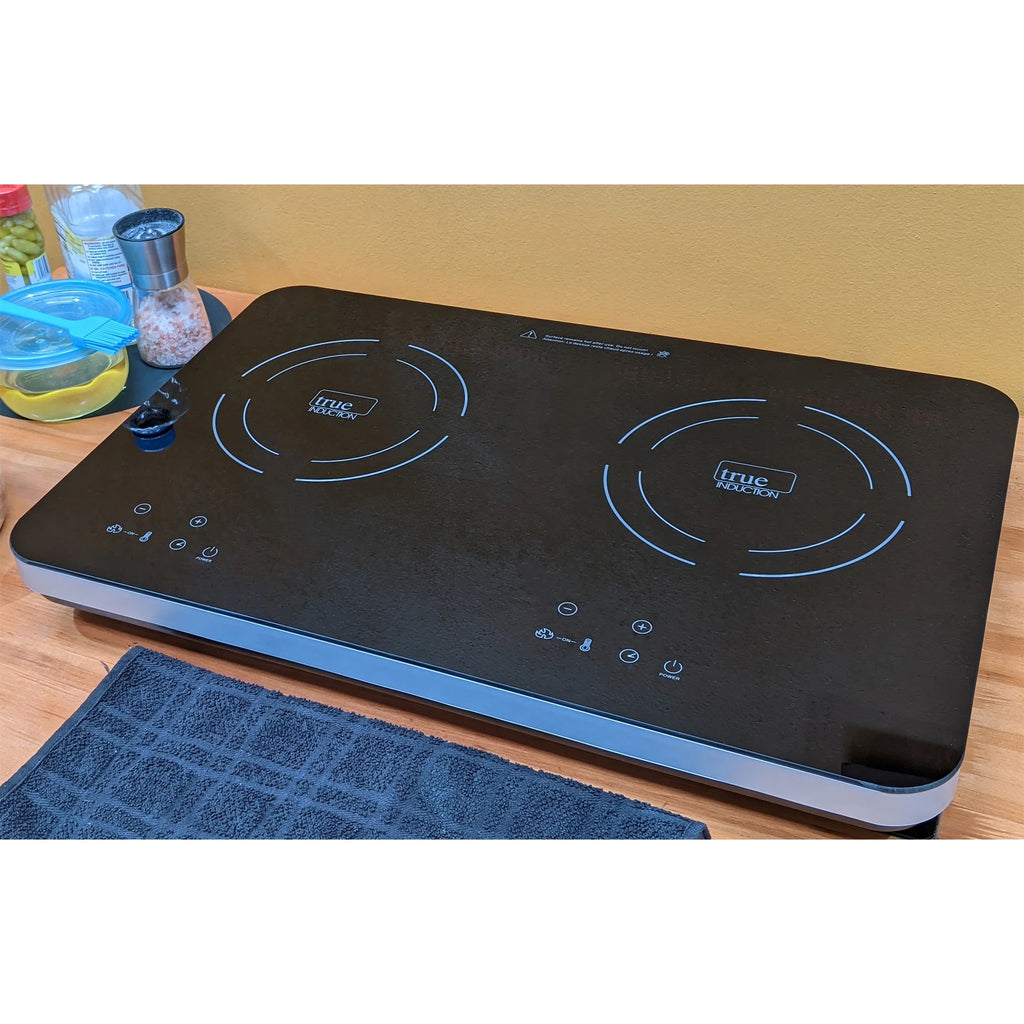 True Induction TI-2C Protable UL1026 Certified, 23-inch Dual Induction Cooktop 1750W Glass-Ceramic Top with FREE Carrying Bag & 2 Silicone Mats