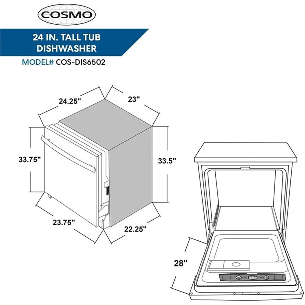 Cosmo 48" Double Oven Gas Range & Dishwasher & French Door Refrigerator Set