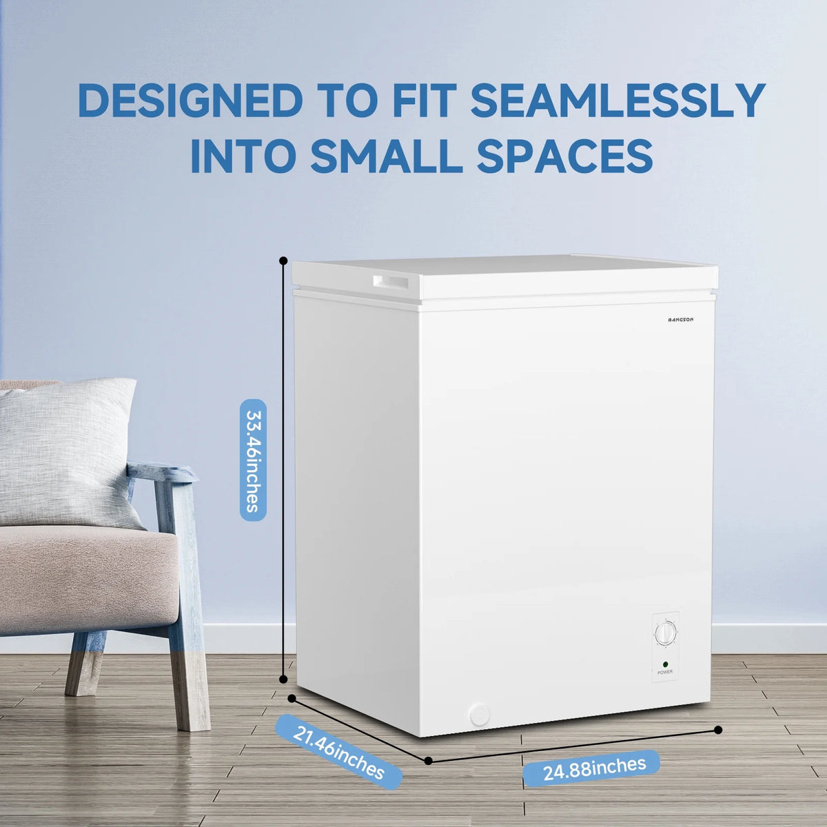 BANGSON Chest Freezer, Deep Freezer 5.0 Cu. Ft with Removable Basket, Adjustable Thermostat Mini Freezer, Ideal for Apartment/Kitchen/Office