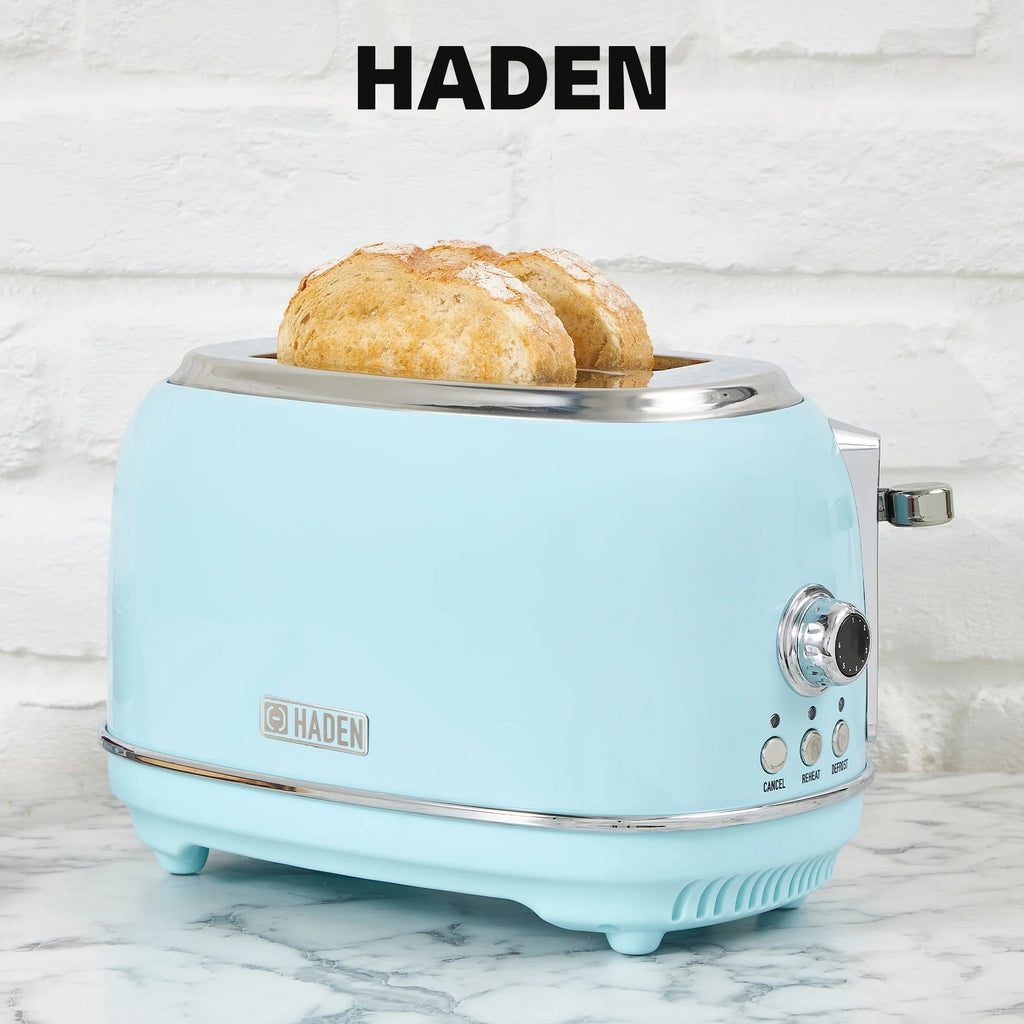 Haden 12 Cup Coffee Maker with 2 Slice Stainless Steel Bread Toaster, White