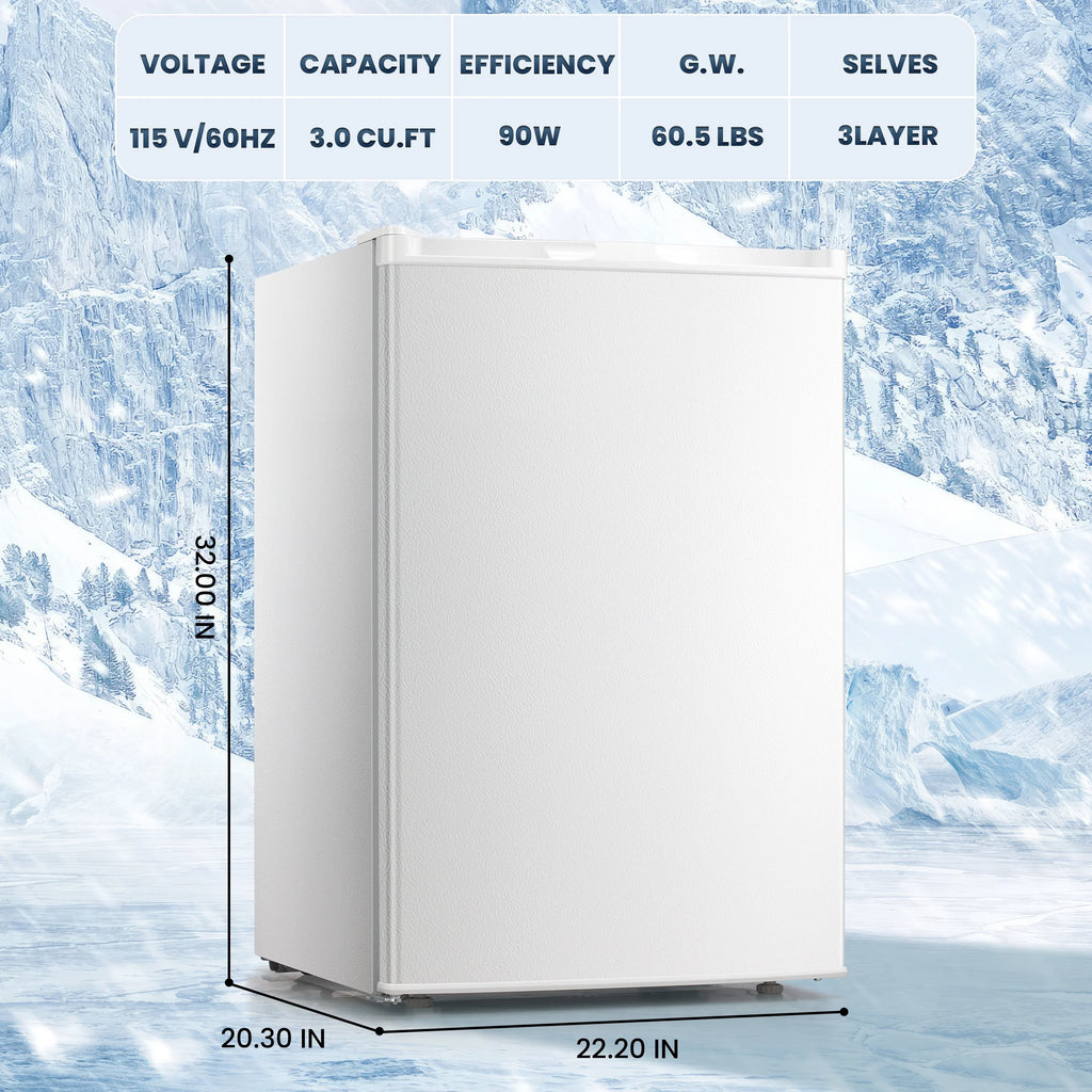 Electactic Upright Freezer, Energy Saving 3.0 Cu.ft Single Door Compact Upright Freezer with Reversible Door(Black)