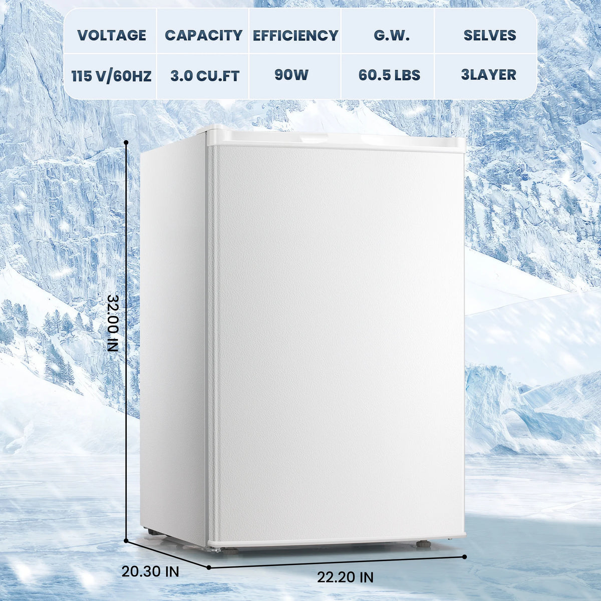 Electactic Upright Freezer, Energy Saving 3.0 Cu.ft Single Door Compact Upright Freezer with Reversible Door(Black)