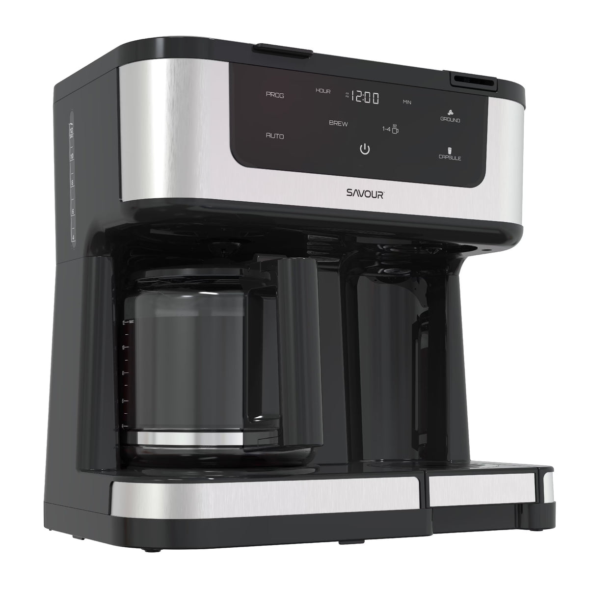 Savour Dual Coffee Maker, 12-Cup and K-Cup Single Serve Coffee Machine, Black