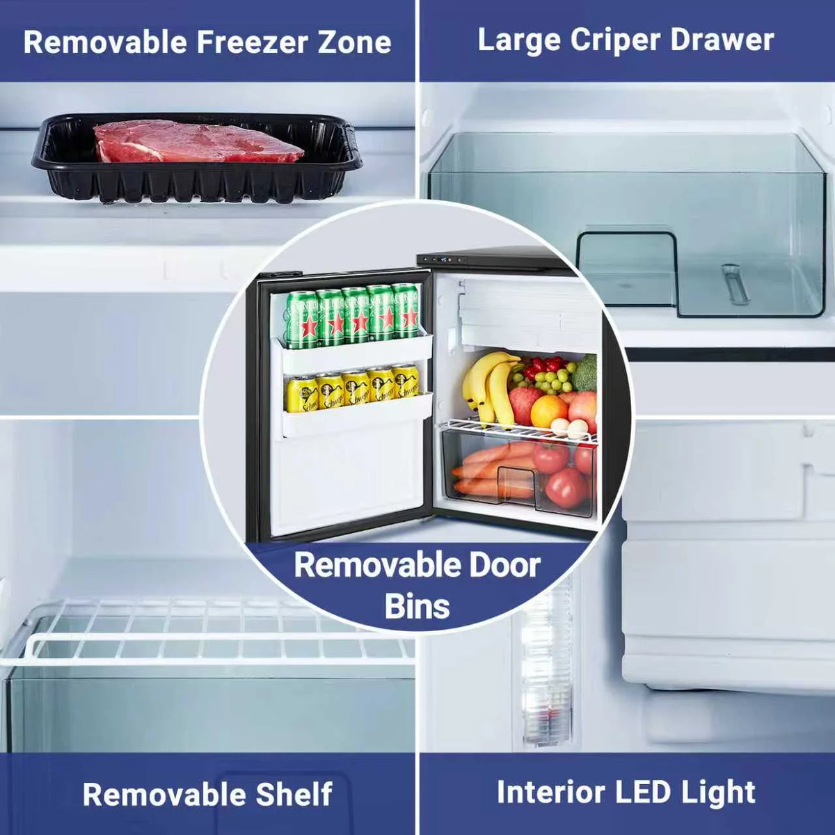 BODEGACOOLER 12 Volt Refrigerator, RV Refrigerator APP Control, 65L(2.3cu.ft.) RV Fridge Freezer, Car Refrigerator with Lock, (4a??-46a??) Travel Compressor Cooler 12/24V DC for Truck, RV, Camping
