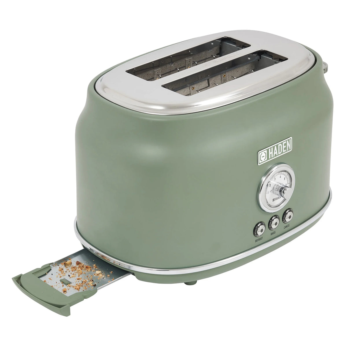 Haden Dorset 2 Slice Wide Slot Stainless Steel Toaster, Cedar Green/Chrome