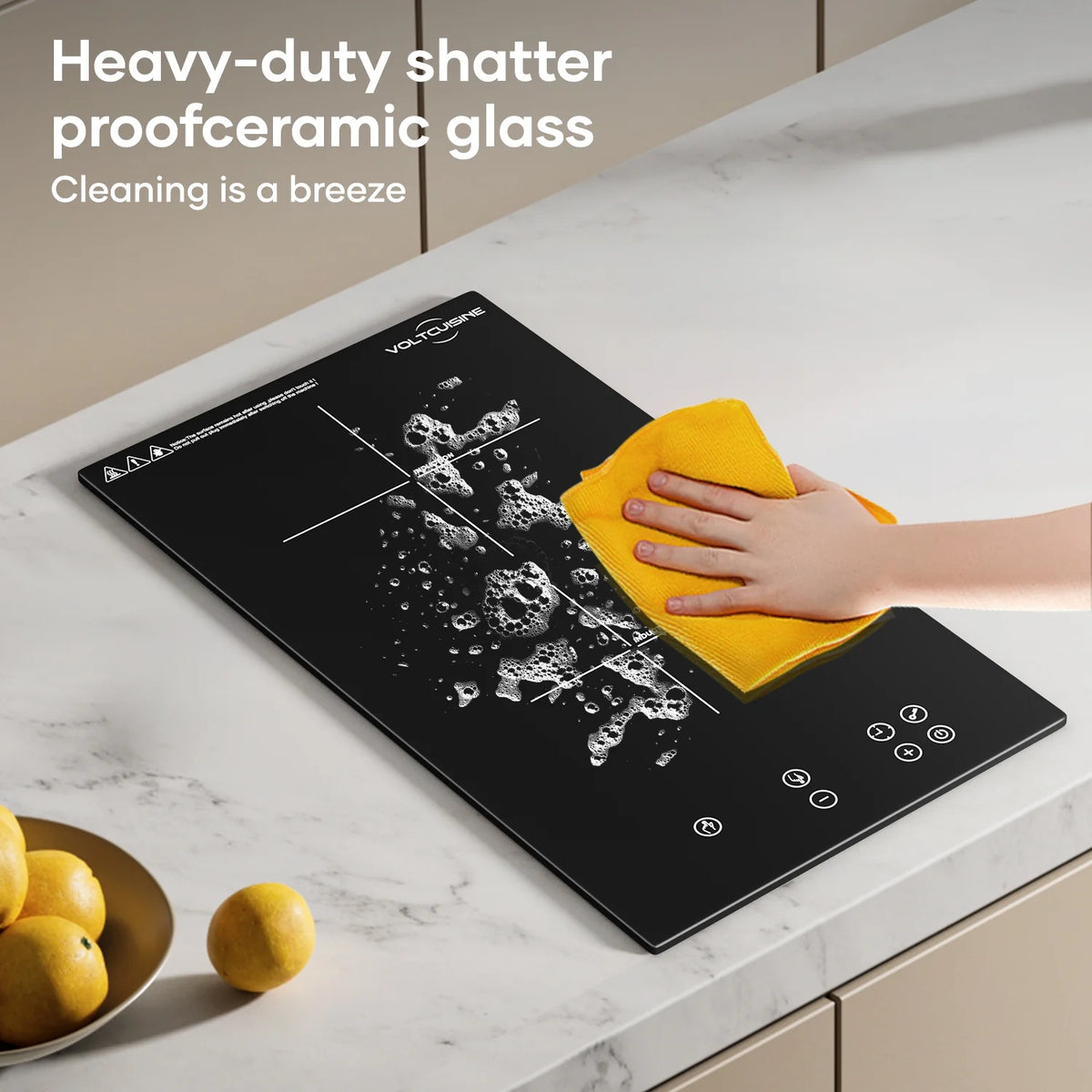 VoltCuisine Double/Dual Induction Cooktop 2 Burner, Shatter-proof Flat Glass Top, 9 Heat Settings, LED Touch Display with Child Safety Lock & Overheat Protection