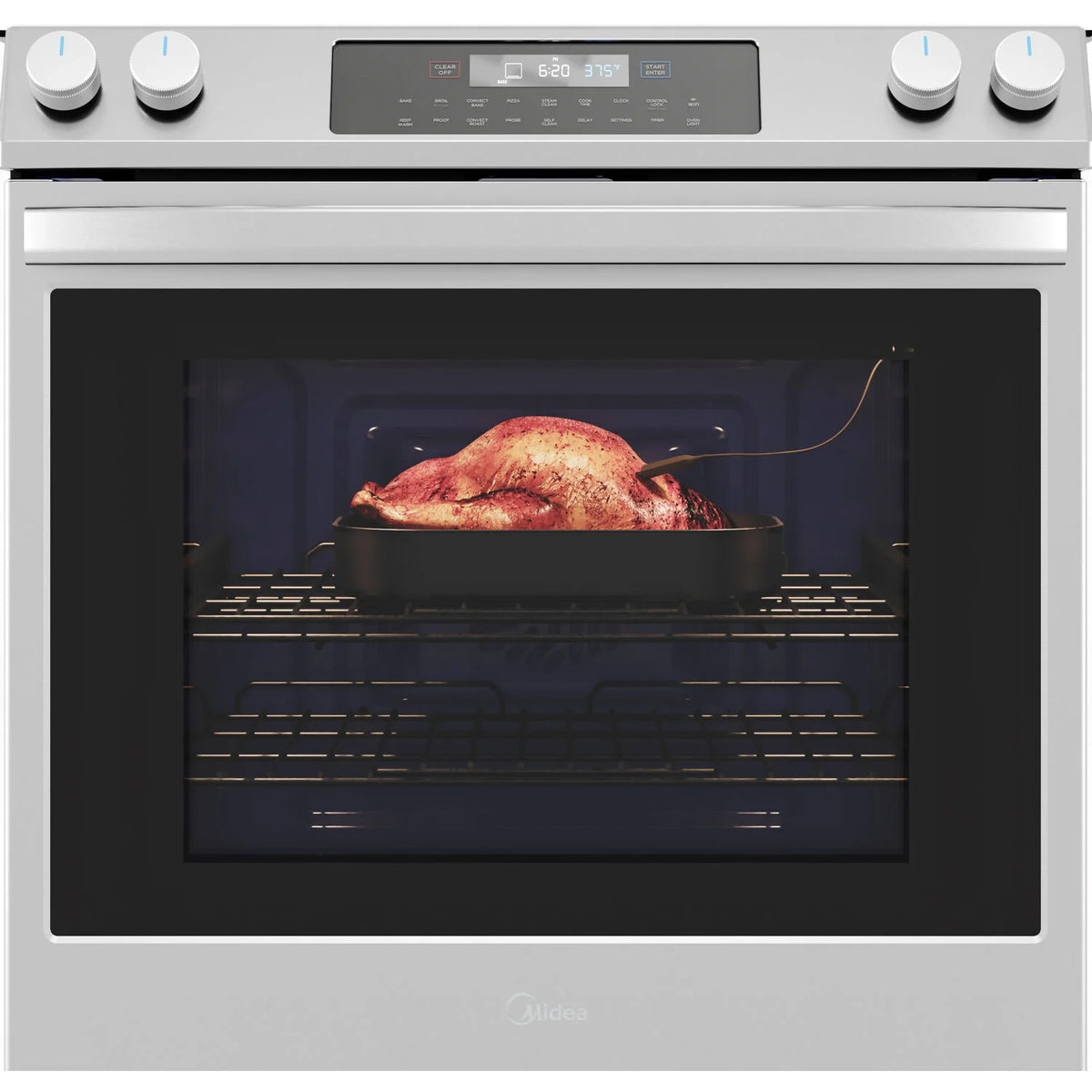 Midea 30-In Slide-In Electric Range with Wi-Fi Connectivity and Fan Convection, Stainless Steel,  MES30S2AST