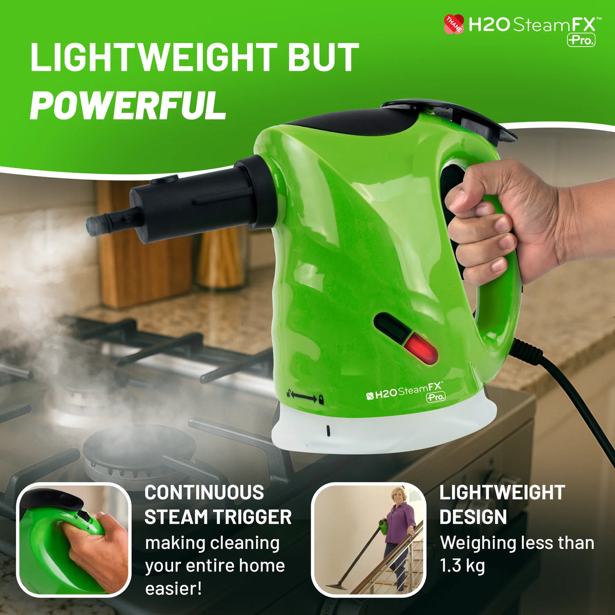 H2O STEAMFX PRO Outdoor Handheld Steam Cleaner, 2-in-1 Handheld & Floor Steam Cleaner