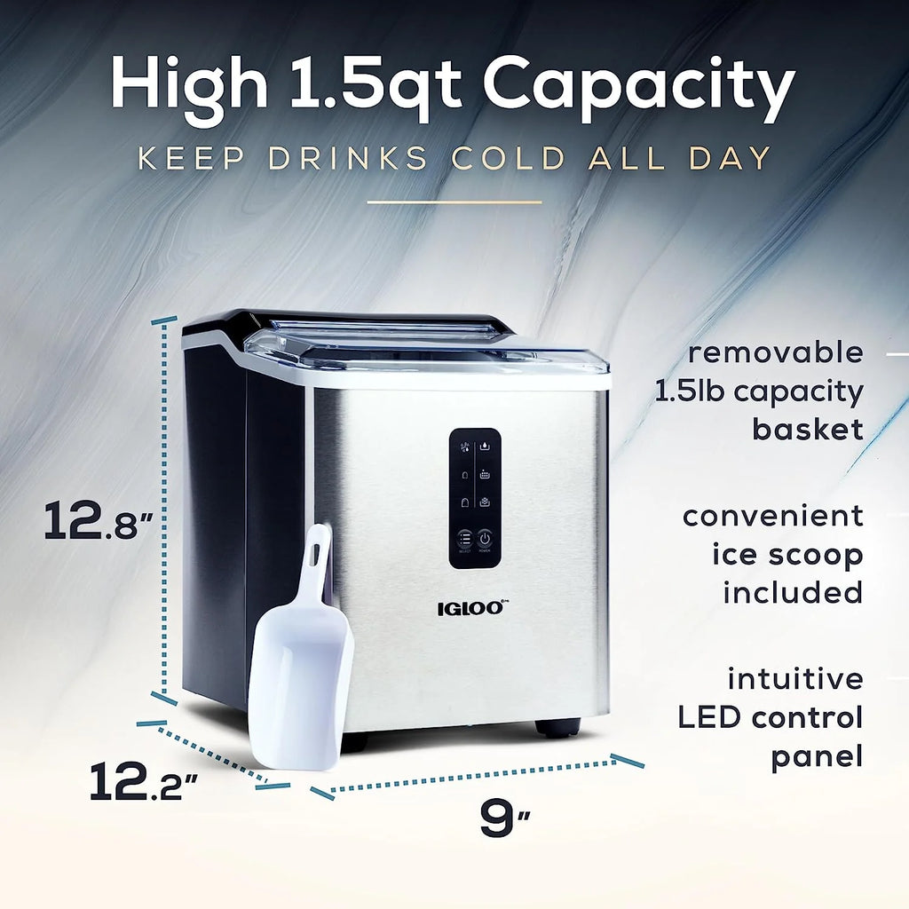 Igloo Automatic Ice Machine Self Cleaning Countertop Ice Maker for Water Bottle & Drinks, Aqua