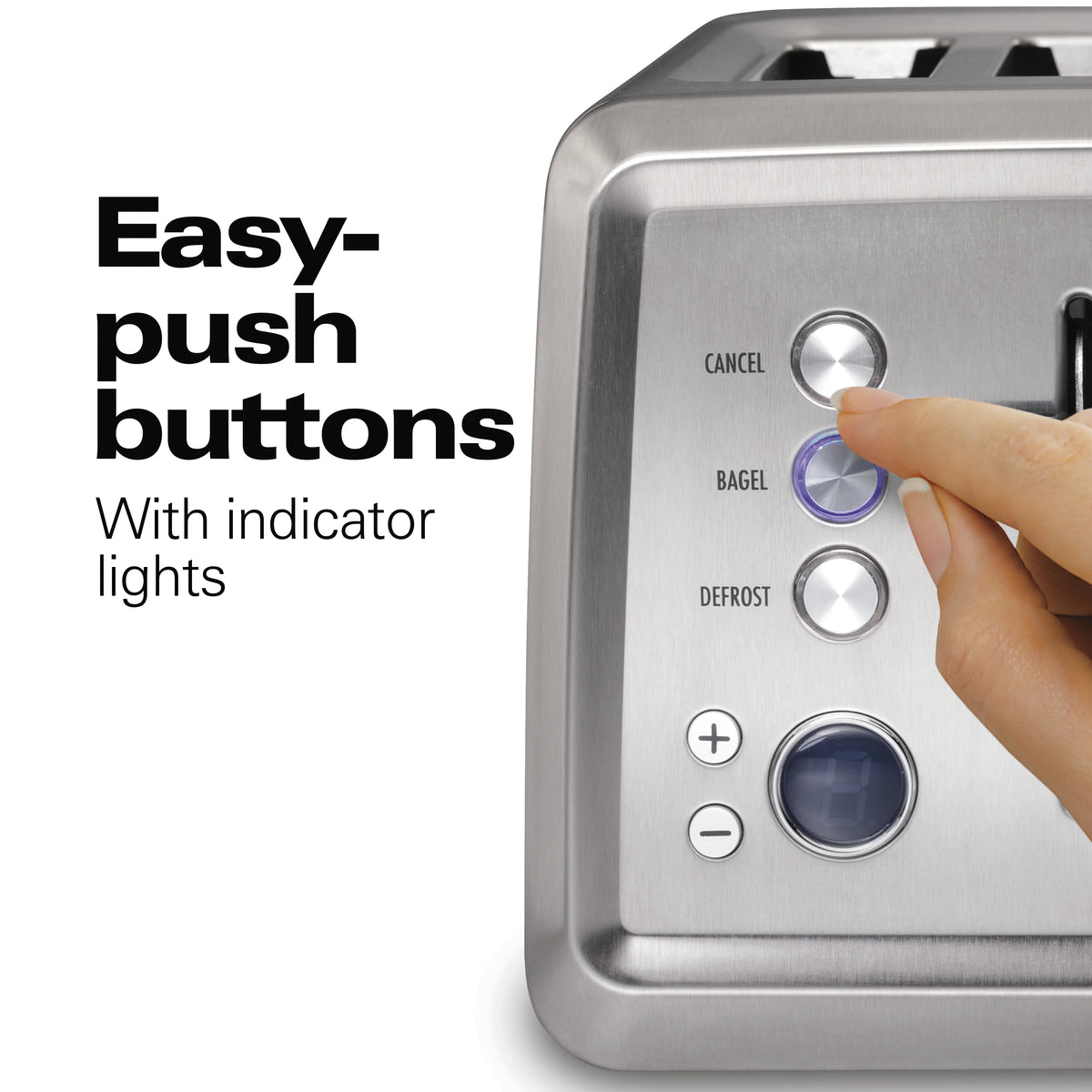 Hamilton Beach Digital 4-Slice Toaster with 3 Preset Functions & Removable Crumb Tray, Stainless
