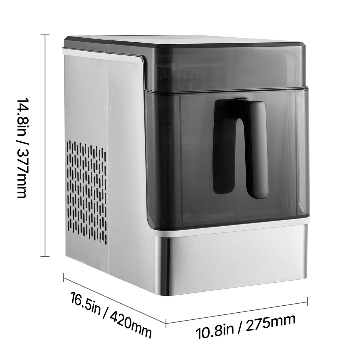 KFFKFF Tabletop Ice Cube Machine, Produces 32 Ice Cubes in 15 Minutes, 46lbs Daily Output, Self-Cleaning and Portable, Easy Ice Transfer, 3 Different Ice Cube Sizes, Ideal for Home, Kitchen, Office