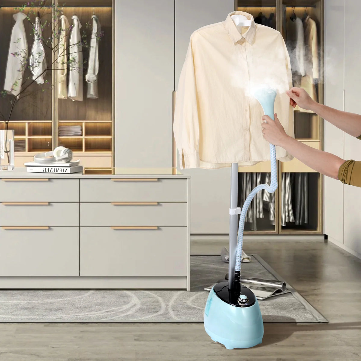 BEAMNOVA Standing Garment Steamer for Clothes, Professional for Home and Business Use Full-Size Clothing Steamer with Hanger & Ironing Board
