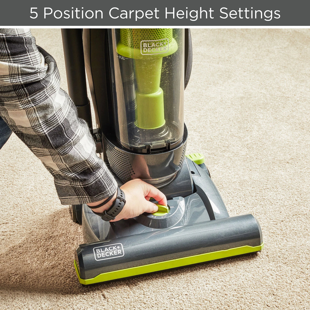 Black and Decker BDURV309 Upright Corded Bagless Vacuum Cleaner, Gray/Green