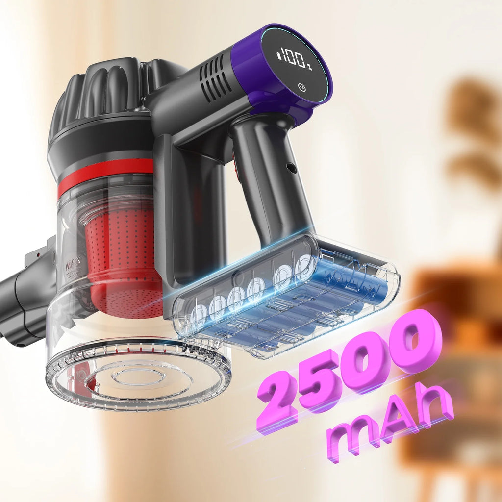 KANFUAQ Cordless Vacuum Cleaner, 38000PA/450W 50min 2500mah for Home Pet Hair Carpet Wood Floor