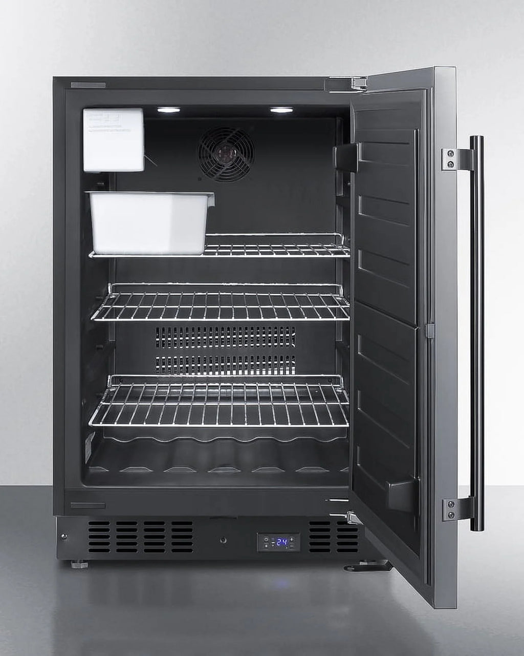 24" Wide Built-In All-Freezer With Icemaker, Black Cabinet