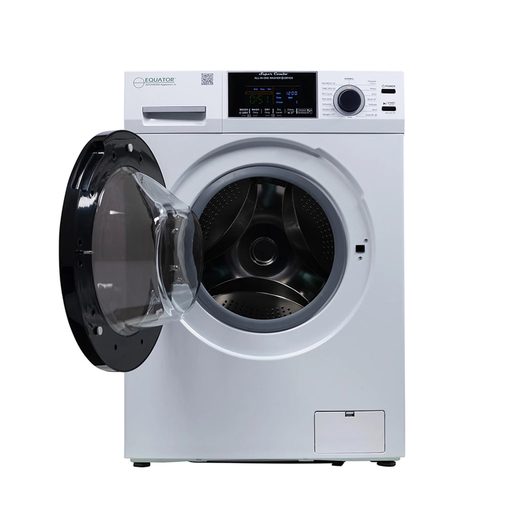 Equator Combination Washer Dryer Ventless/Vented Pet cycle 1.62cf/15lbs 110V with Adjustable legs