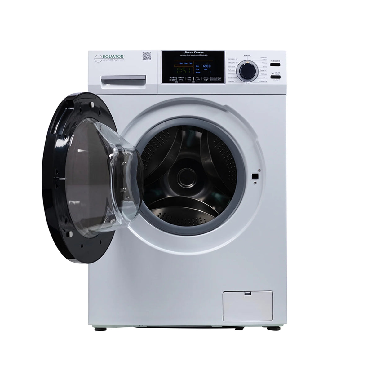 Equator Combination Washer Dryer Ventless/Vented Pet cycle 1.62cf/15lbs 110V with Adjustable legs