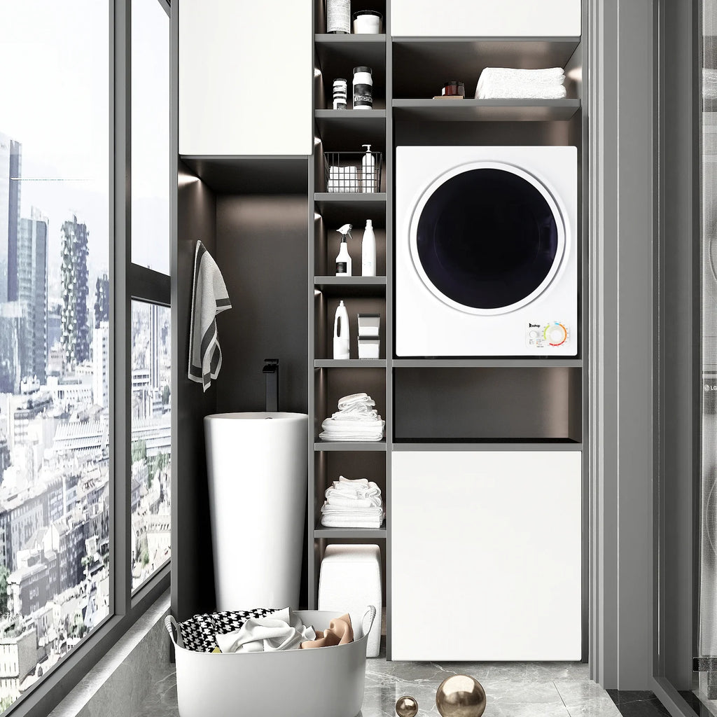 GYM25-78 Compact Portable Household clothes Dryer 1.6cuft with Stainless Steel Drum Black and White 120V MECHANICAL Control ETL Certification