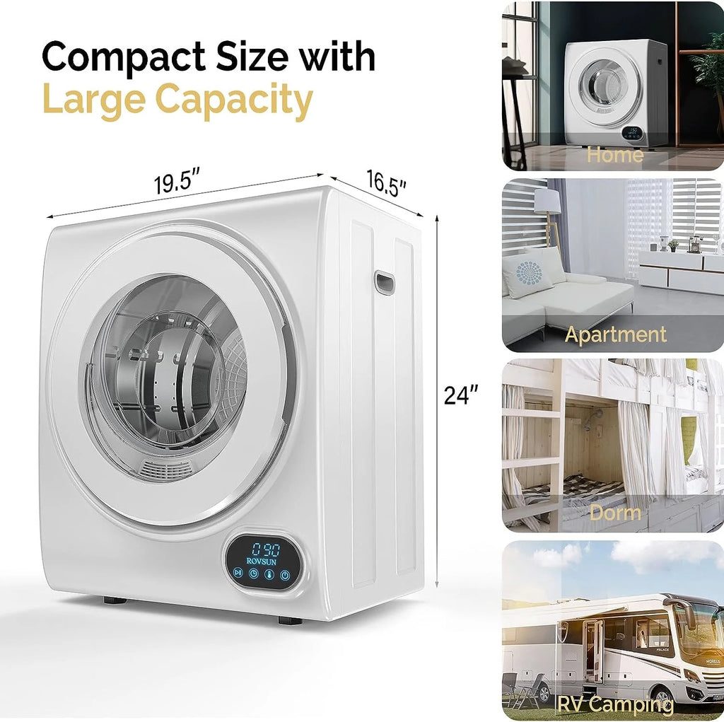 VINGLI Portable Clothes Dryer 10 lbs 110V White Electric Dryer Tumble