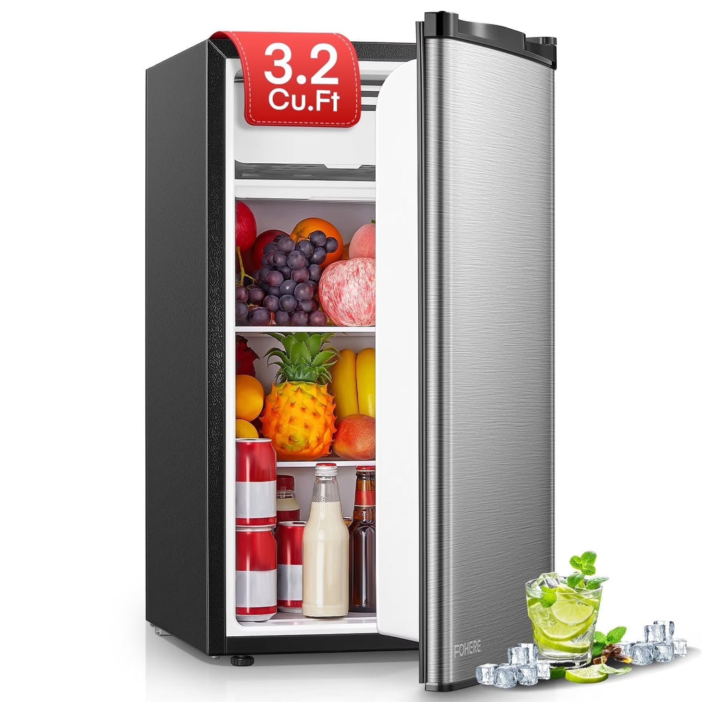 3.2 Cu. ft Refrigerator for Home, Fridge with Freezer for Bedroom, 31"D x 18"W x 19"H, Black
