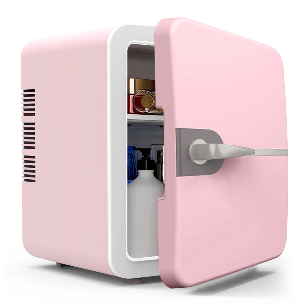 Luckky Mini Fridge, 6 Liter Portable Cooler and Warmer Personal Refrigerator for Skin Care, Cosmetics, Beverage, Food,Great for Bedroom, Office, Car, Dorm (Pink)