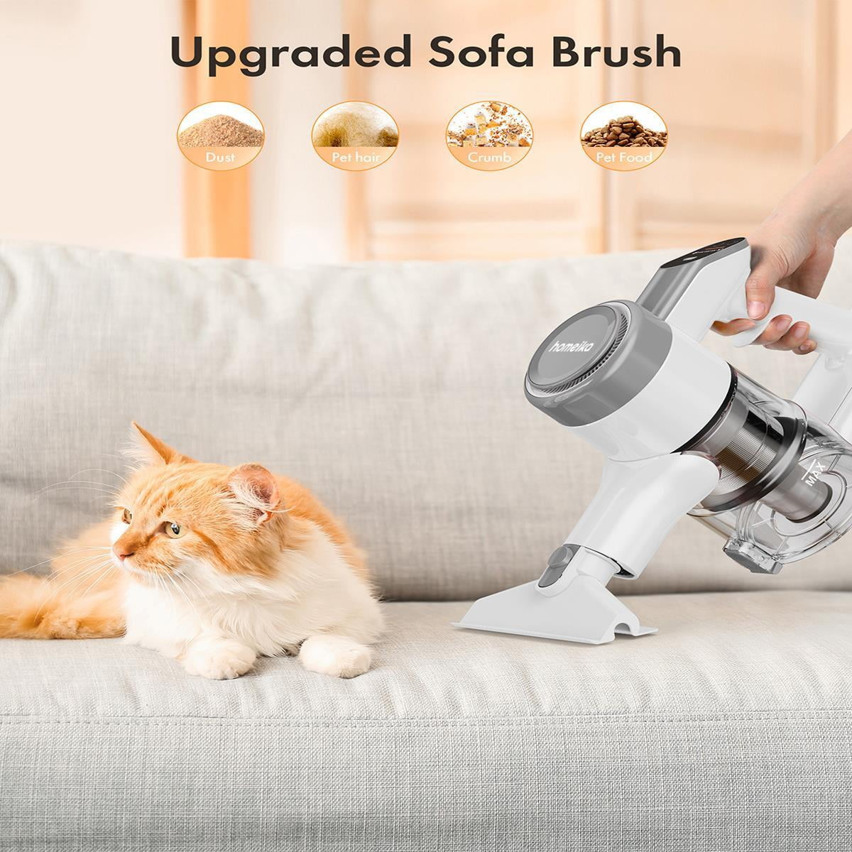 Homeika Cordless Vacuum Cleaner, 300W 23KPa Powerful Suction Vacuum with LED Display, 3 Suction, 48mins Runtime, Lightweight Stick Cleaner with Sofa Brush for Hard Floor/Carpet/Pet Hair/Car, Black