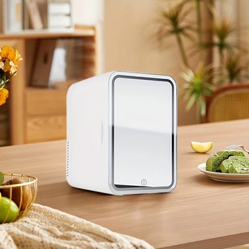 Mini Fridge with LED Lights - 1.06/2.11Gal Portable Beauty Fridge for Cosmetics, Skincare & Medicine - Compact Cooler & Warmer for Home, Travel, Dorm - Space-Saving Gift Idea