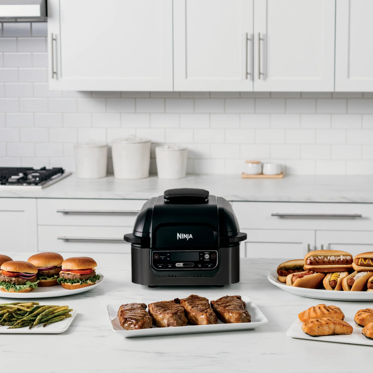 Ninja? Foodi? Smart 5-in-1 Indoor Grill with 4-Quart Air Fryer, Roast, Bake, Dehydrate, and Smart Cook System, LG451BK