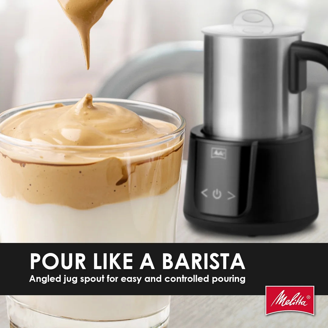Melitta Montalatte Milk Frother Coffee and Hot Chocolate Stainless Steel Electric Milk Frother