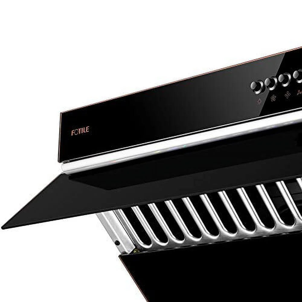 FOTILE Slant Vent Series 30" 850 CFM Under Cabinet or Wall Mount Range Hood with 2 LED lights and Push Buttons in Onyx Black Tempered Glass