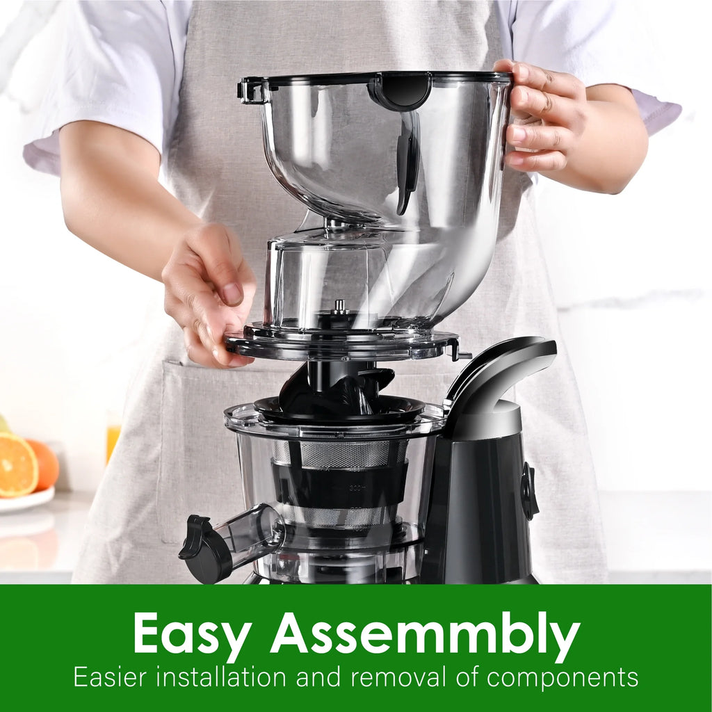 Kitchen in the Box Cold Press Juicer Machines With 3.26" Wide Feed Chute, Slow Masticating Juicer Machine for Whole Fruits and Vegetables, BPA-Free, High Juice Yield Juicer Maker (Silver)