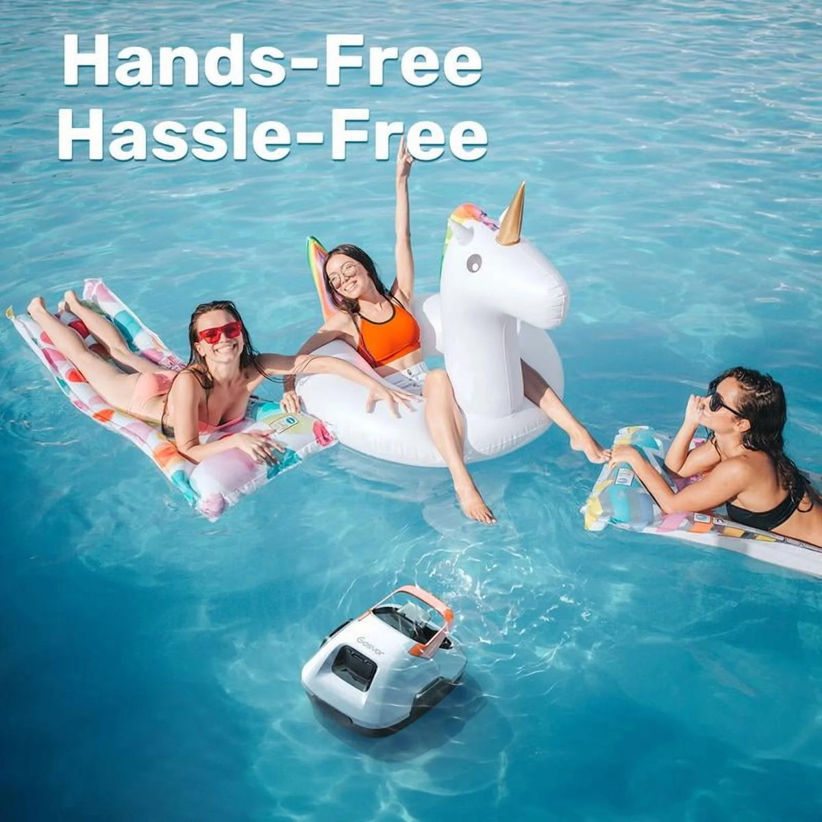 Cordless Robotic Pool Cleaner for Flat Bottom Above-Ground Pools, 90 Min Runtime, Automatic Vacuum, Portable, Self-Parking, up to 860 Sq.ft