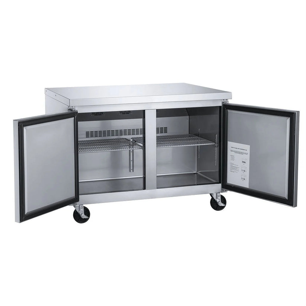 60 in. Two Door Commercial Undercounter Freezer in Stainless Steel 15.53 cu. ft.